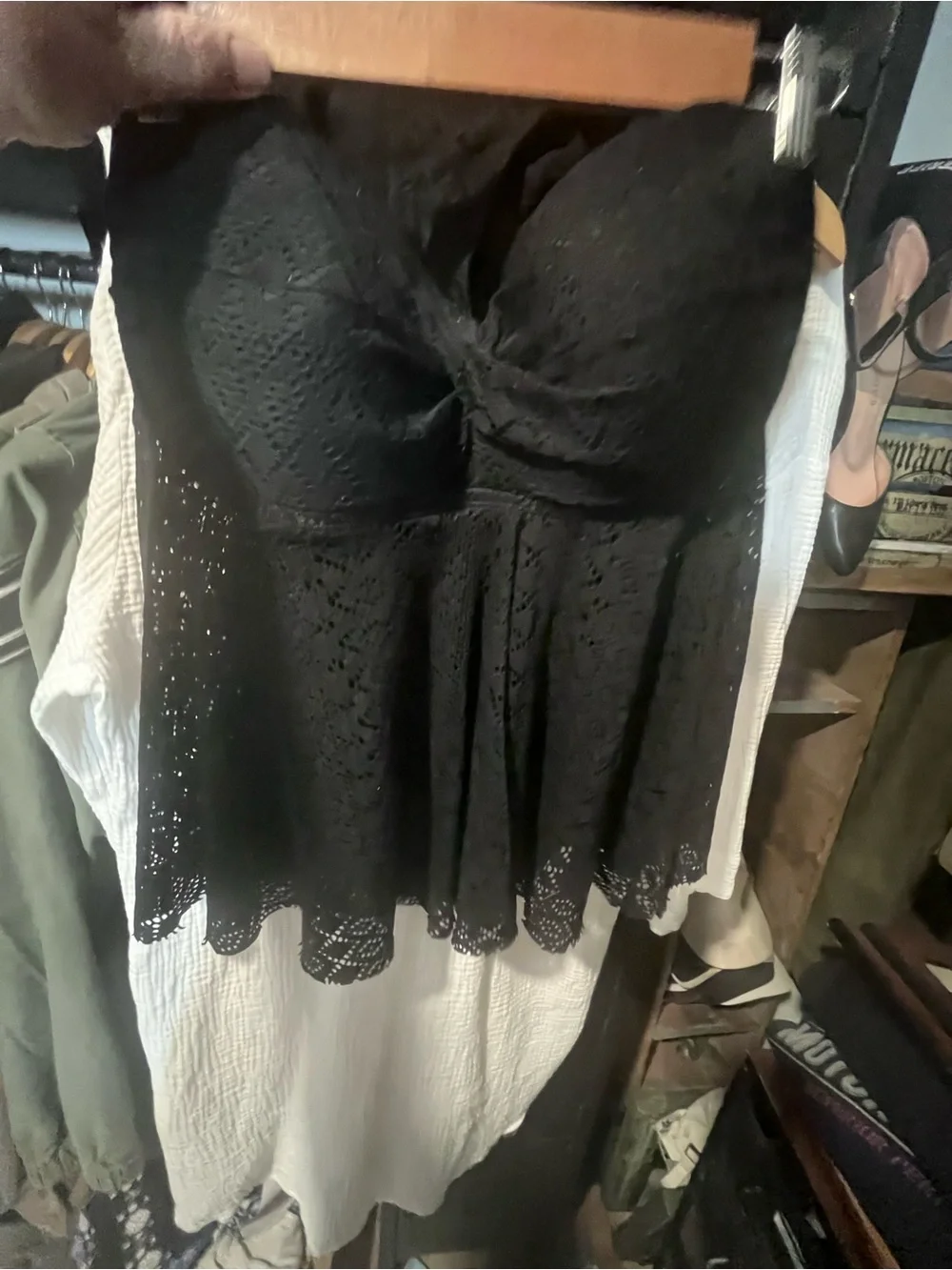 Strapless Black Lace Babydoll bathing suit